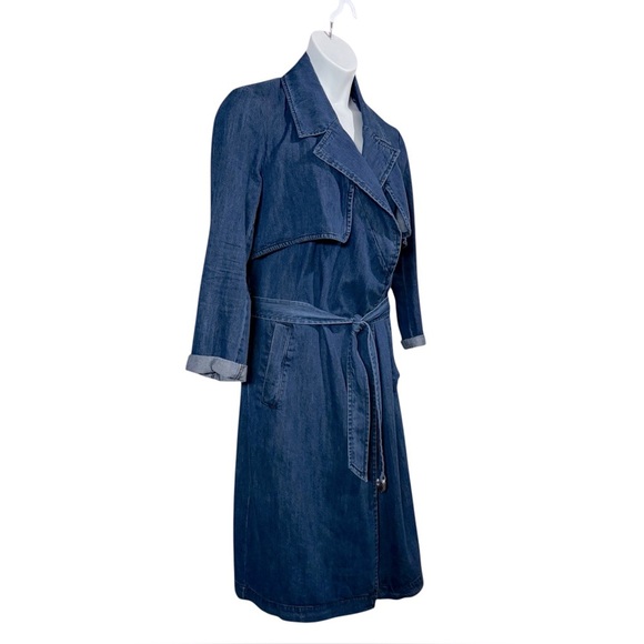 NEW, Dynamite, Long Denim Trench Coat, Size Large, Blue - Picture 9 of 11